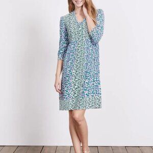 Boden Mollie Dress Dot Print Blue, White and Green Quarter Length Sleeve 6L